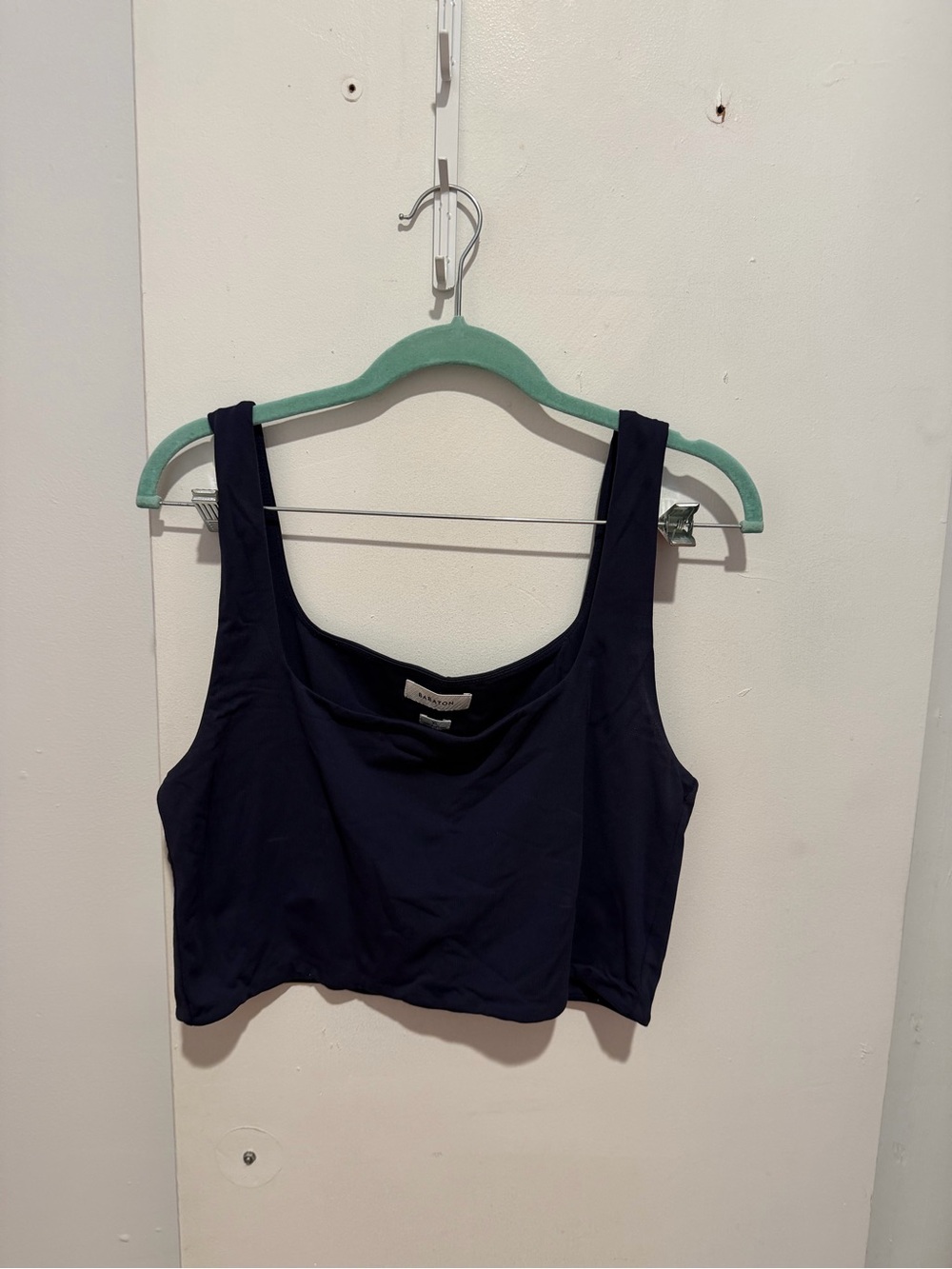 Babaton Navy Contour Square Neck Tank Crop Top